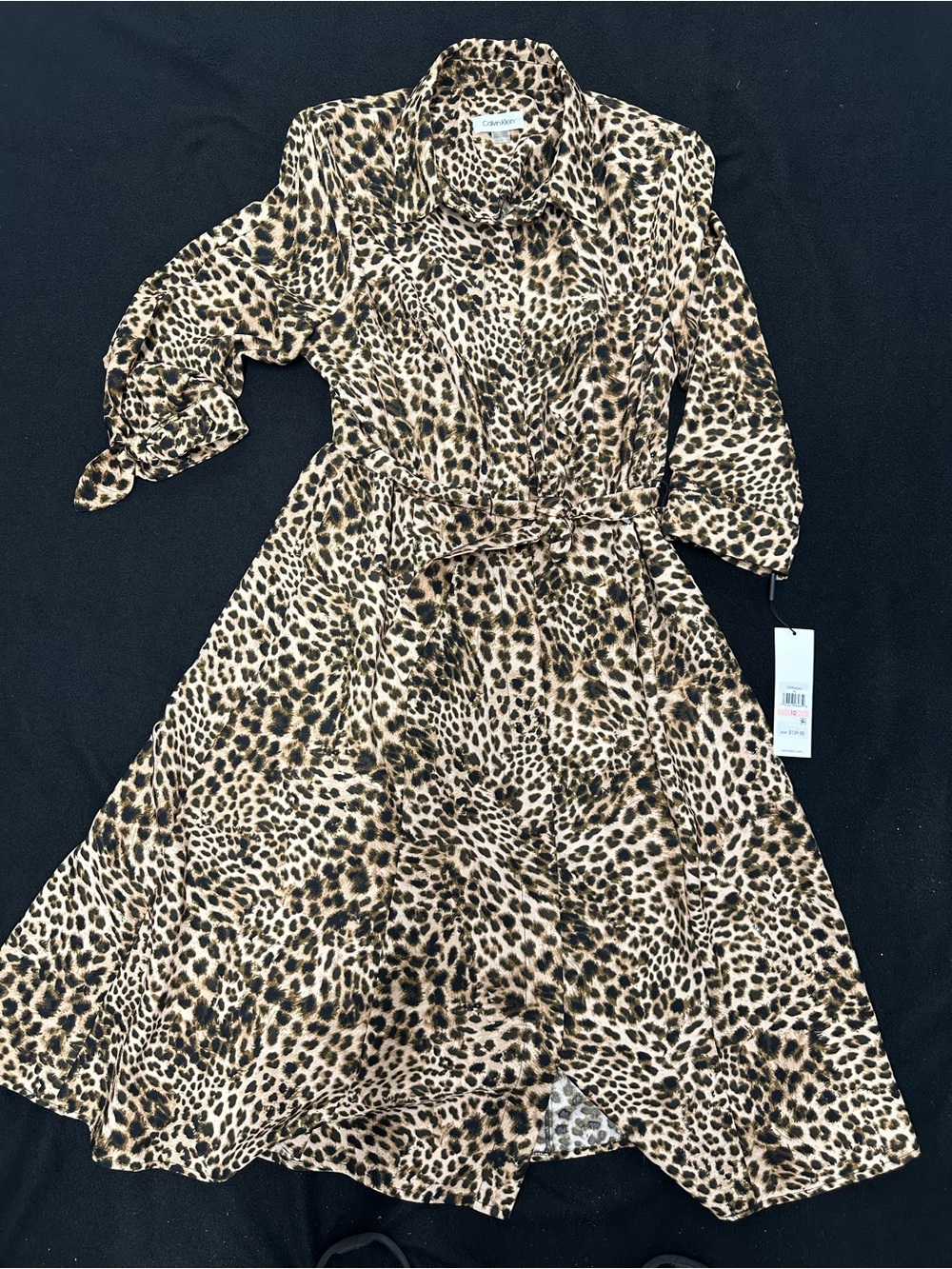 Calvin Klein NWT Leopard Print Shirt Dress